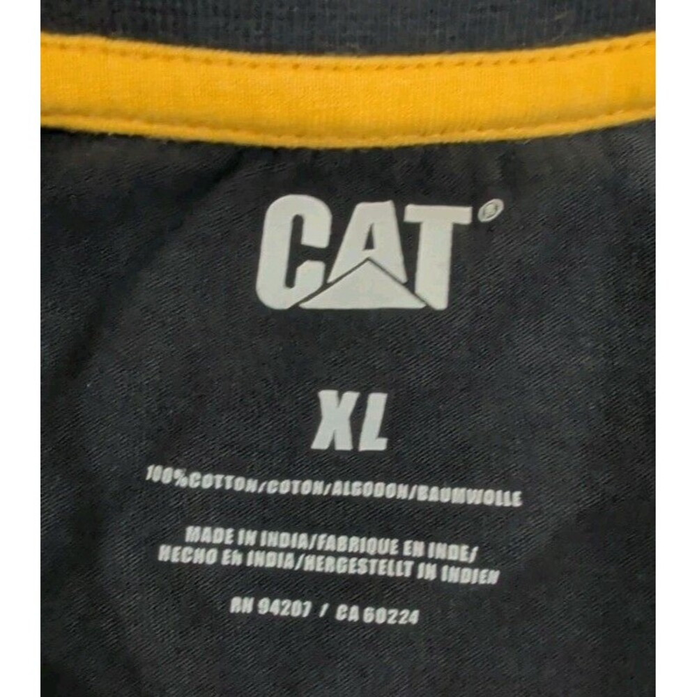 Caterpillar CAT Trademark Double Sided Long Sleeve Black TShirt Adult Size XL - Picture 5 of 8